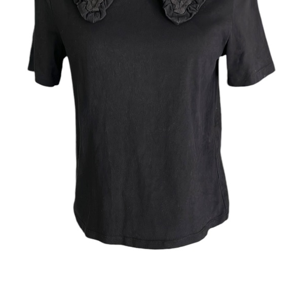 English Factory Anthropologie Black Ruffle Scalloped Collar Knit Crop Top - S - Picture 3 of 9